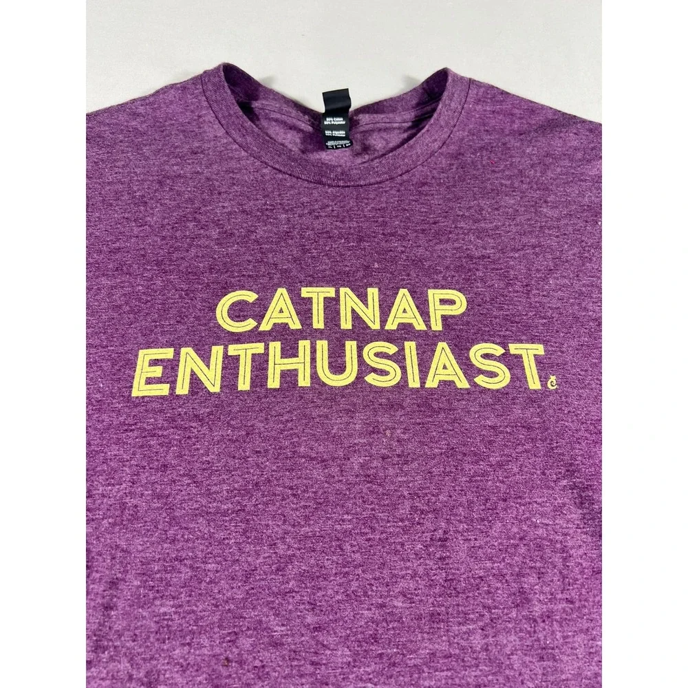 District Perfect Blend Catnap Enthusiast Graphic Tee Purple Heather L Womens